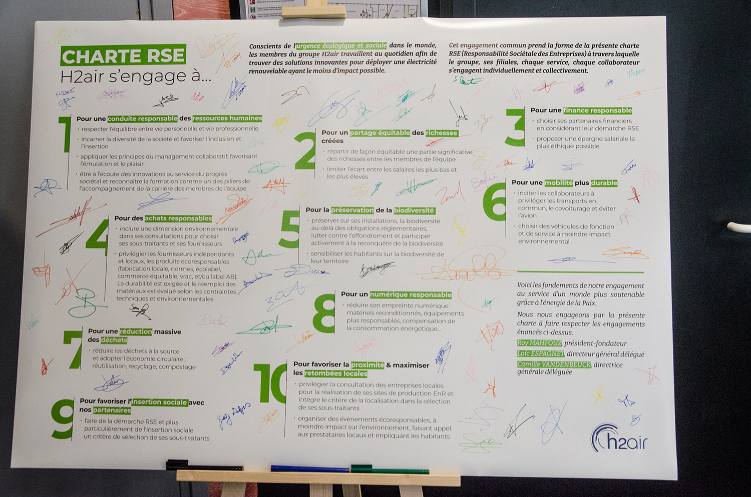 Charte RSE signée par les collaborateurs